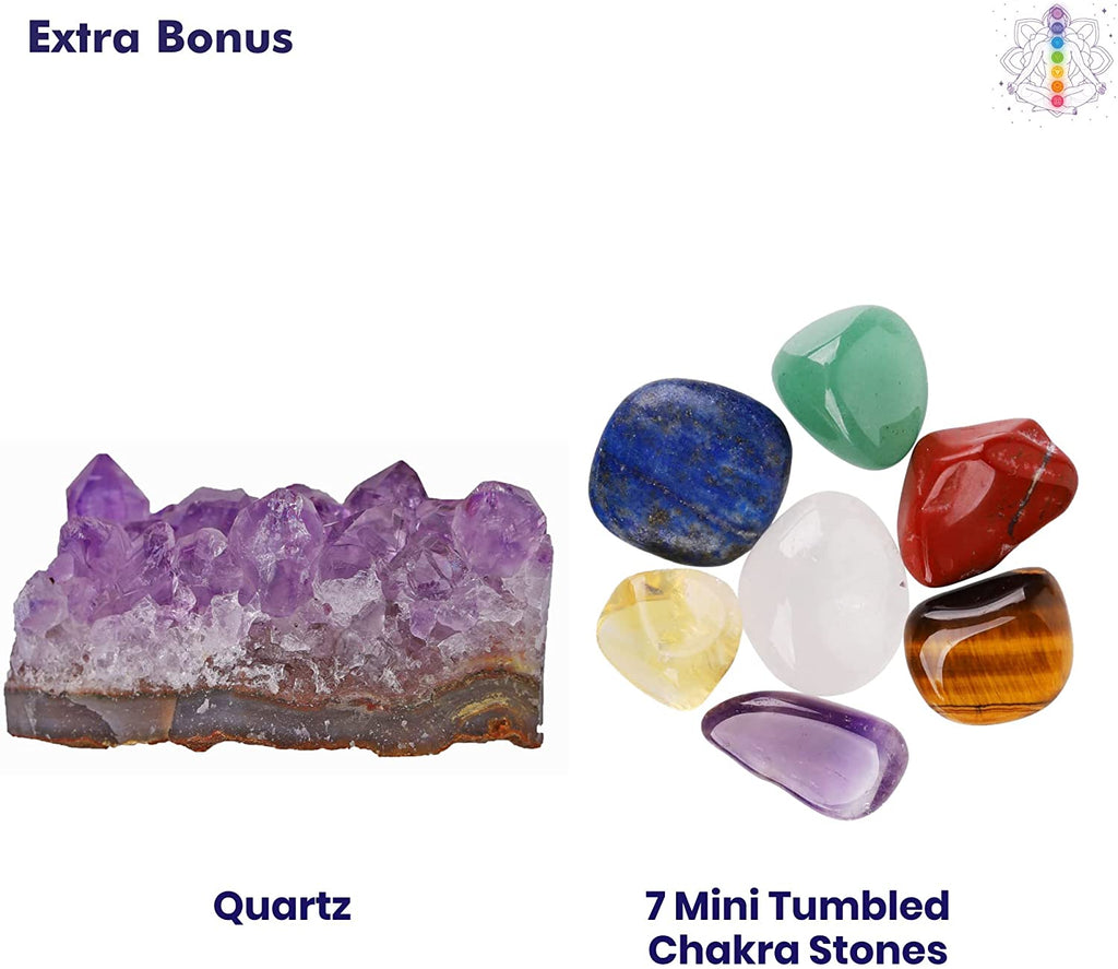 Aviano Chakra Stones & Tree Crystal Healing Collection - 24pcs - Raw & Tumbled Polished Stone Set - Lava Bracelet - Natural Amethyst Rose Quartz & More - Reference Guide - Balancing Chakras Reiki