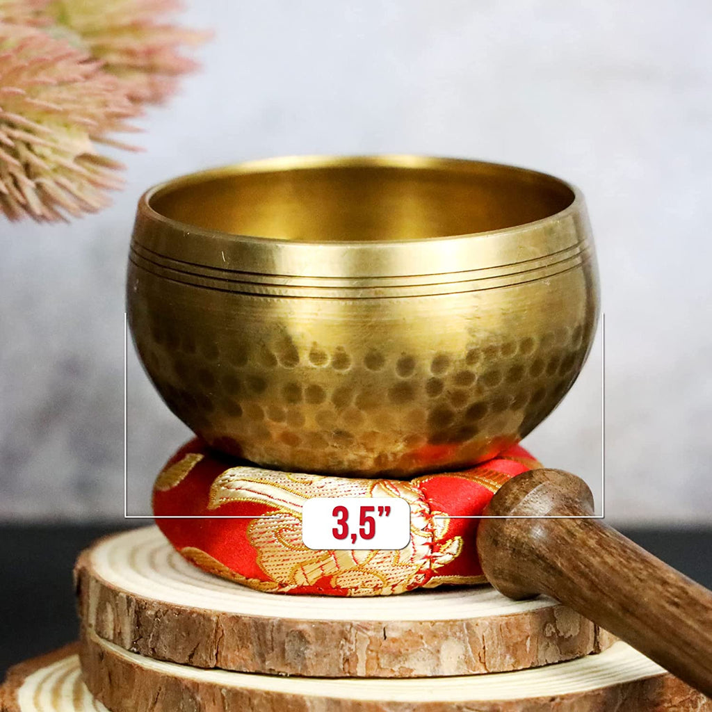 Tibetan Singing Bowl Set– with Lokta Rope Incense, 3.1 inch Authentic Handcrafted in Nepal – Meditation, Yoga, Chakra, Healing, Mindfulness