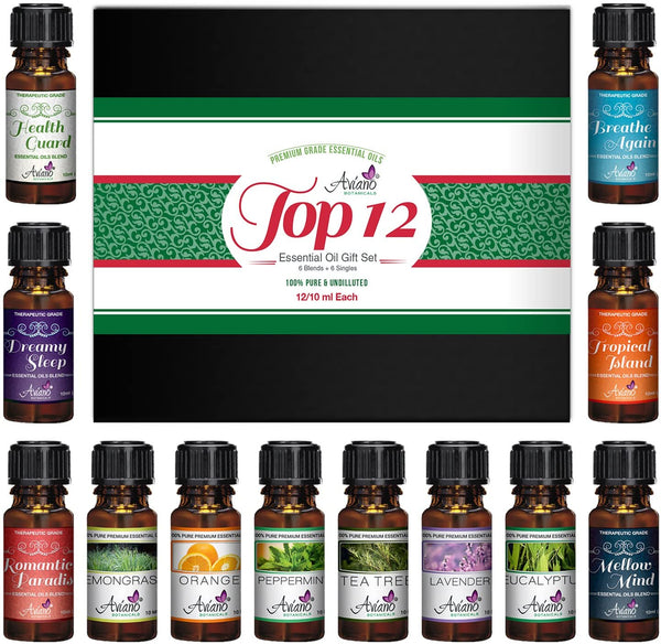 Top 12 Essential Oils Gift Set for Diffuser - Christmas Gifts for Mom, Grandma, Women, Wife, Her for Aromatherapy
