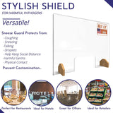 Sneeze Guard Plexiglass Shield for Counter –Wooden Bases and Transaction Window –46.5 inches Wide by 24 inches Tall, Freestanding Protective Plastic Acrylic Barrier for Countertop and Desk